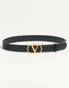 Valentino Garavani Vlogo Signature Belt In Shiny Calfskin 30 Mm Woman Black 100 In Black