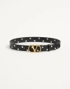 Valentino Garavani Vlogo Signature Belt In Shiny Calfskin 30 Mm Woman Black 100 In Black