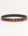 Valentino Vlogo Signature Leather Belt In Deep Caramel