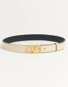 Valentino Garavani Vlogo Signature Belt In Shiny Calfskin 30 Mm Woman Ivory 070