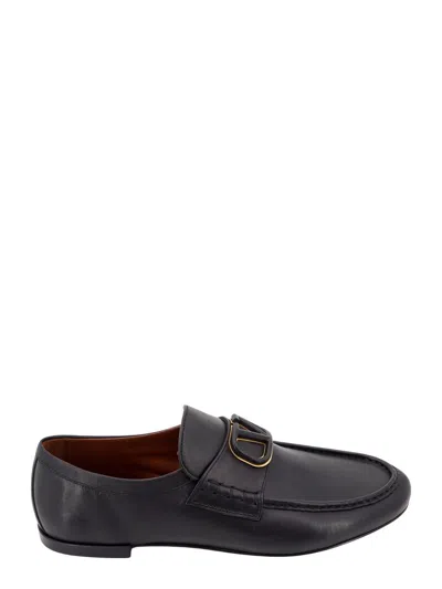 Valentino Garavani Vlogo Signature Leather Loafers In Black