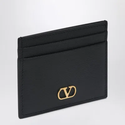 Valentino Garavani Vlogo Signature Black Credit Card Holder Women