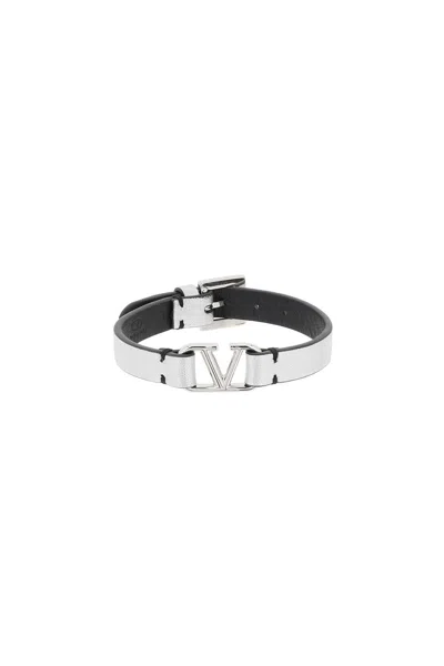 Valentino Garavani Vlogo Signature Bracelet In Black,silver
