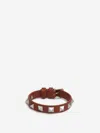 Valentino Brown Leather Rockstud Bracelet In Brown