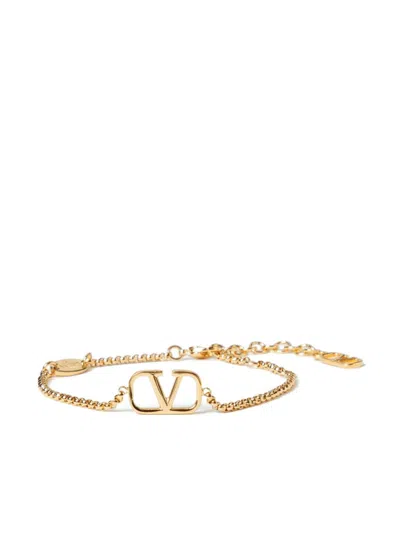 Valentino Garavani Vlogo Signature Metal Bracelet Swarovski Crystals In Gold