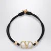 Valentino Garavani Vlogo Signature Bracelet In Black And Gold Women In Black