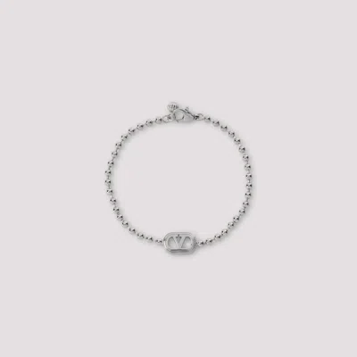 Valentino Garavani Vlogo Signature Bracelet In Metal And Swarovski Crystals In Metallic