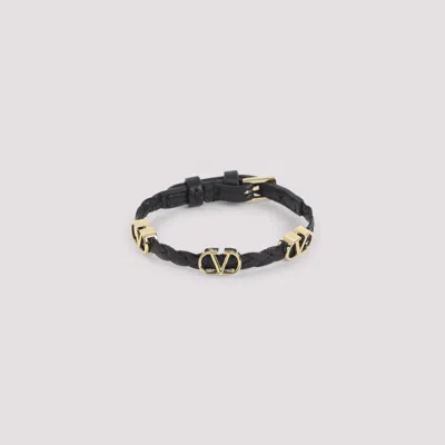 Valentino Garavani Vlogo Signature Braided Strap Bracelet In Black