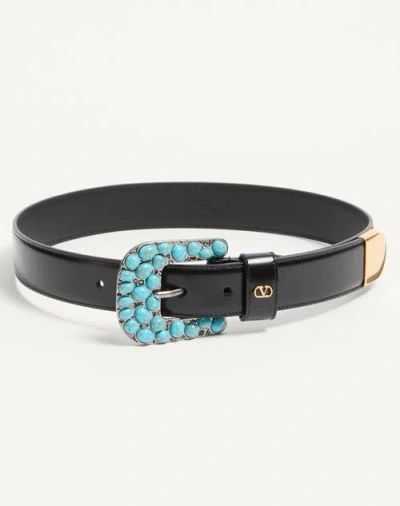 VALENTINO GARAVANI VALENTINO GARAVANI VLOGO SIGNATURE BRUSHED CALFSKIN BELT 30 MM WOMAN BLACK 100