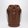 Valentino Vlogo Signature Leather Bucket Bag Strap In Brown
