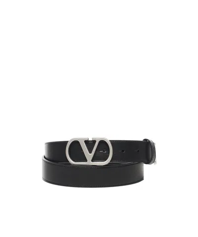 Valentino Garavani Vlogo Signature Buckled Belt In Black
