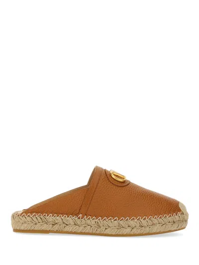 Valentino Garavani Brown Logo Espadrilles Loafers In White