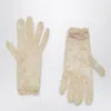 Valentino Garavani Vlogo Signature Butter-coloured Lace Gloves