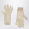 Valentino Garavani Vlogo Signature Butter-coloured Lace Gloves