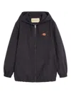 Valentino Garavani Nylon Hooded Jacket With Drawstring In Blue