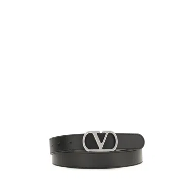 Valentino Garavani Vlogo Signature Calf Leather Belt In Black