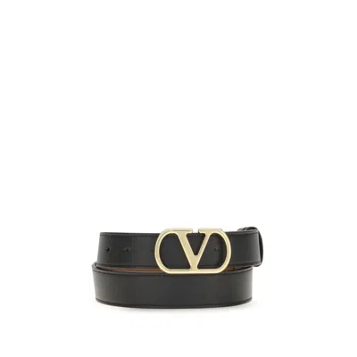 Valentino Garavani Vlogo Signature Calf Leather Belt In Black