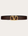 Valentino Garavani Vlogo Signature Calfskin Belt 40 Mm In Bitter Chocolate/black
