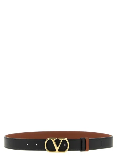 Valentino Garavani Vlogo Signature Calfskin Belt In Brown