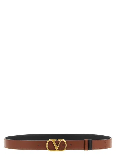 Valentino Garavani Vlogo Signature Calfskin Belt In Brown