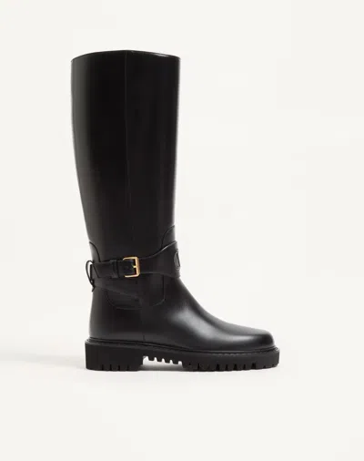 Valentino Garavani Vlogo Signature Calfskin Boot 40mm Woman Black 41.5