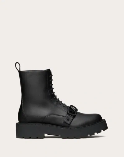 VALENTINO GARAVANI VALENTINO GARAVANI VLOGO SIGNATURE CALFSKIN COMBAT BOOT 45MM WOMAN BLACK 41.5