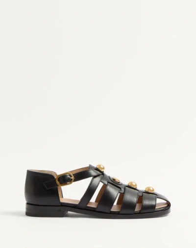 VALENTINO GARAVANI VALENTINO GARAVANI VLOGO SIGNATURE CALFSKIN FISHERMAN SANDAL 20MM WOMAN BLACK 41