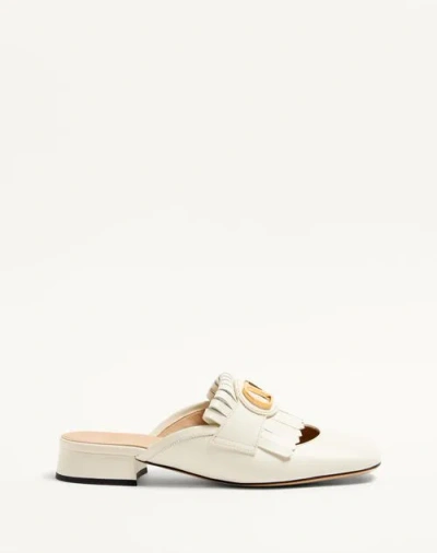 VALENTINO GARAVANI VALENTINO GARAVANI VLOGO SIGNATURE CALFSKIN MOCCASIN MULE WITH FRINGES 25MM WOMAN IVORY 37.5