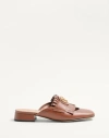 Valentino Garavani Vlogo Signature Calfskin Moccasin Mule With Fringes 25mm Woman Tobacco 41.5 In Brown