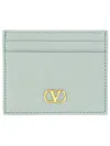 Valentino Blue Vlogo Signature Grainy Calfskin Card Holder