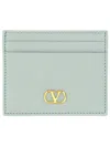 Valentino Blue Vlogo Signature Grainy Calfskin Card Holder