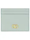 Valentino Blue Vlogo Signature Grainy Calfskin Card Holder