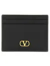 Valentino Vlogo Signature Card Holder In Garnet Calfskin In Black