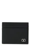 Valentino Garavani  Vlogo Signature Black Calfskin Cardholder In Black