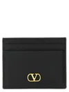 Valentino Vlogo Signature Card Holder In Garnet Calfskin In Black