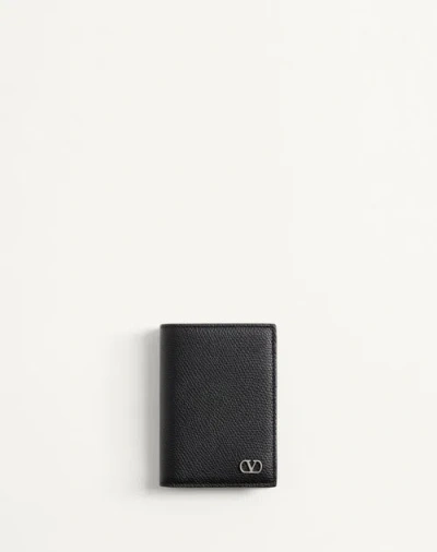 Valentino Garavani Vlogo Signature Cardholder In Grainy Calfskin In Black