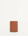 Valentino Garavani Vlogo Signature Cardholder In Grainy Calfskin In Saddle Brown