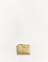 Shop Valentino Garavani Vlogo Signature Cardholder In Laminated Grainy Calfskin Woman Antique Brass Uni