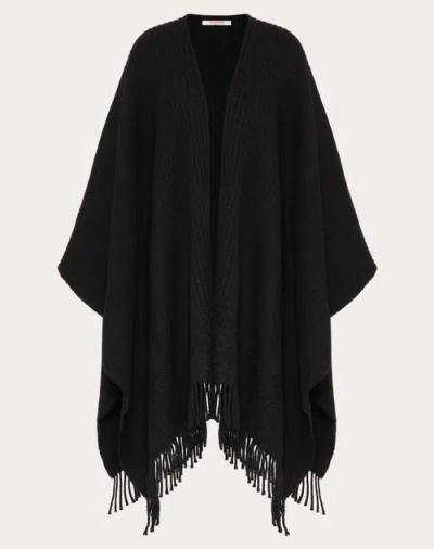 Valentino Garavani Vlogo Signature Cashmere Poncho Woman Black Uni