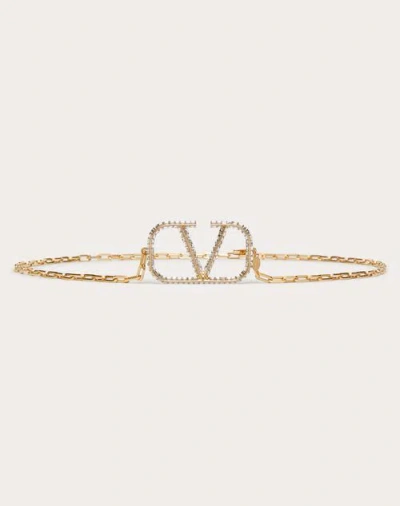 Valentino Garavani Vlogo Signature Chain Belt Woman Gold/crystal L