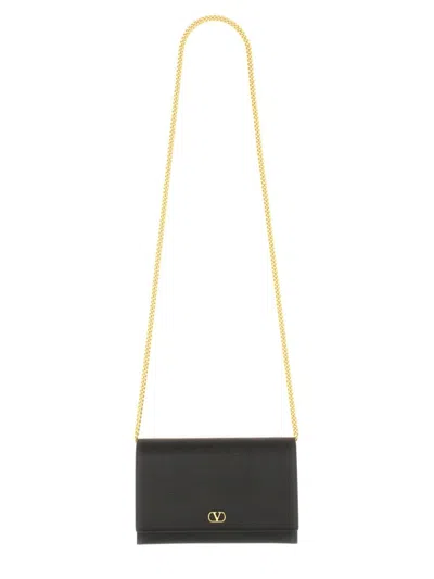 Valentino Garavani "vlogo Signature" Chain Wallet In Black
