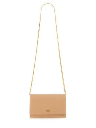 Valentino Garavani "vlogo Signature" Chain Wallet In Neutral