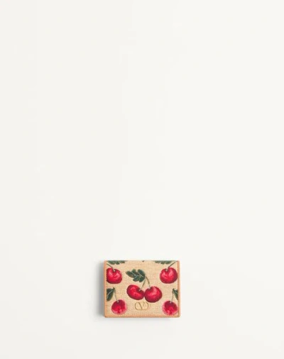 Valentino Garavani Vlogo Signature Cherryfic Jacquard Raffia Wallet Woman Natural/red Uni