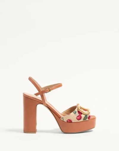 VALENTINO GARAVANI VALENTINO GARAVANI VLOGO SIGNATURE CHERRYFIC PLATFORM SANDAL 115MM WOMAN NATURAL/RED 40.5