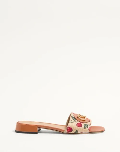 VALENTINO GARAVANI VALENTINO GARAVANI VLOGO SIGNATURE CHERRYFIC SLIDE SANDAL 20MM WOMAN NATURAL/RED 38