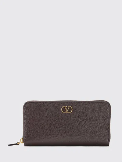 Valentino Garavani Vlogo Signature Continental Wallet In Calfskin Leather In Brown