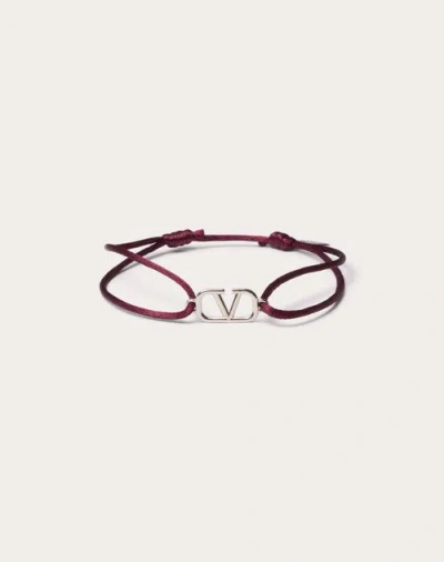 Valentino Garavani V Logo Slim Adjustable Bracelet In Cherry Red
