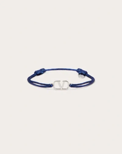 Valentino Garavani Vlogo Signature Cotton Bracelet In Blue
