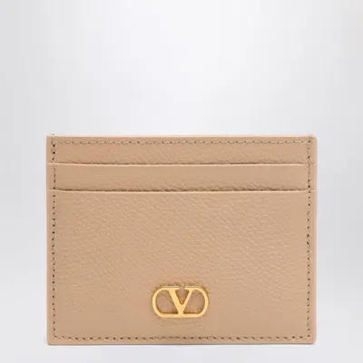 Valentino Garavani Vlogo Signature Credit Card Holder Rose Sand In Brown