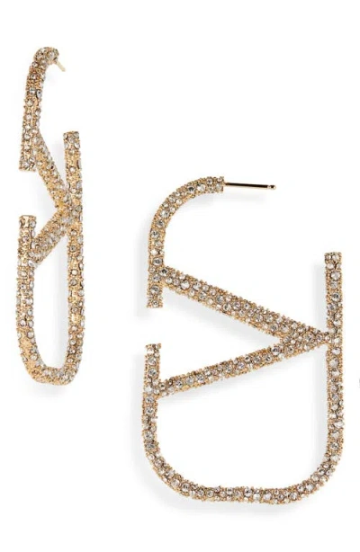 Valentino Garavani Vlogo Signature Crystal Earrings In Oro 18/crystal Silver